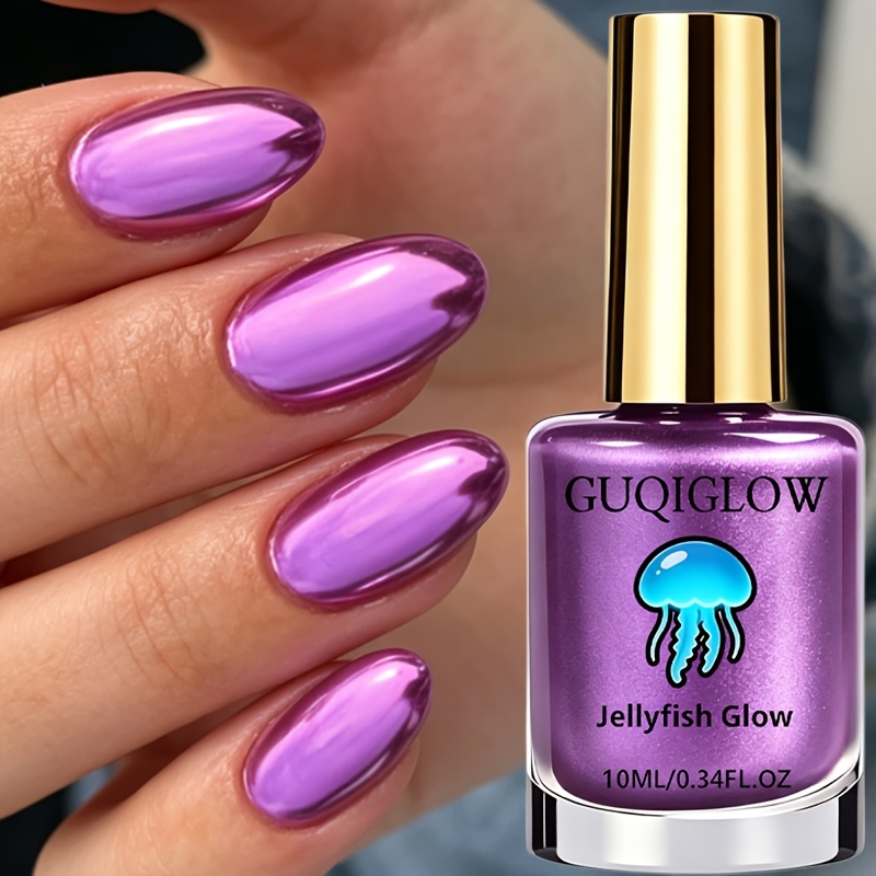 Image of Guqiglow Purple Nail Polish - Easy To Apply, Dries Without , Mirror-like Pearlescent Effect. Suitable For Weak Or Soft Nails, Designed For Busy Individuals, The Top For Spring And Summer