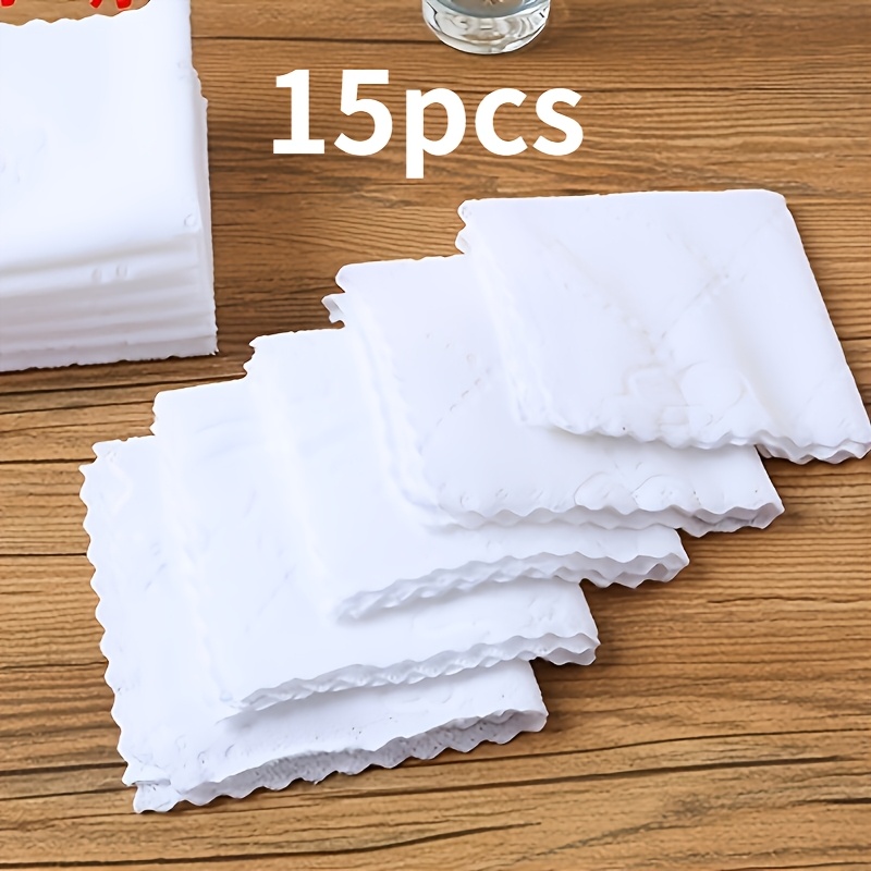 Image of 15pcs White Printed Towels | Hand Towels, Face Washcloths, Cleaning Rags, Quick-dry Absorbent, Thanksgiving Gift , Polyester Microfiber, Cartoon Theme, Fabric