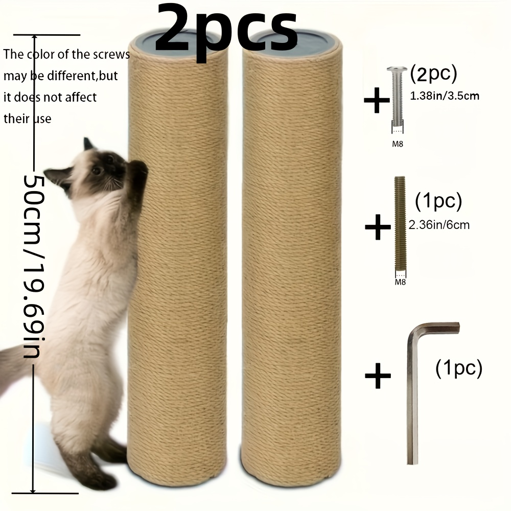 TEMU 2pcs Diy Cat Climbing Tower, In Multiple Sizes, Assembly Cat Tree, Sisal Rope-wrapped Kitten Toy For Scratching Furniture, Includes Screwdriver