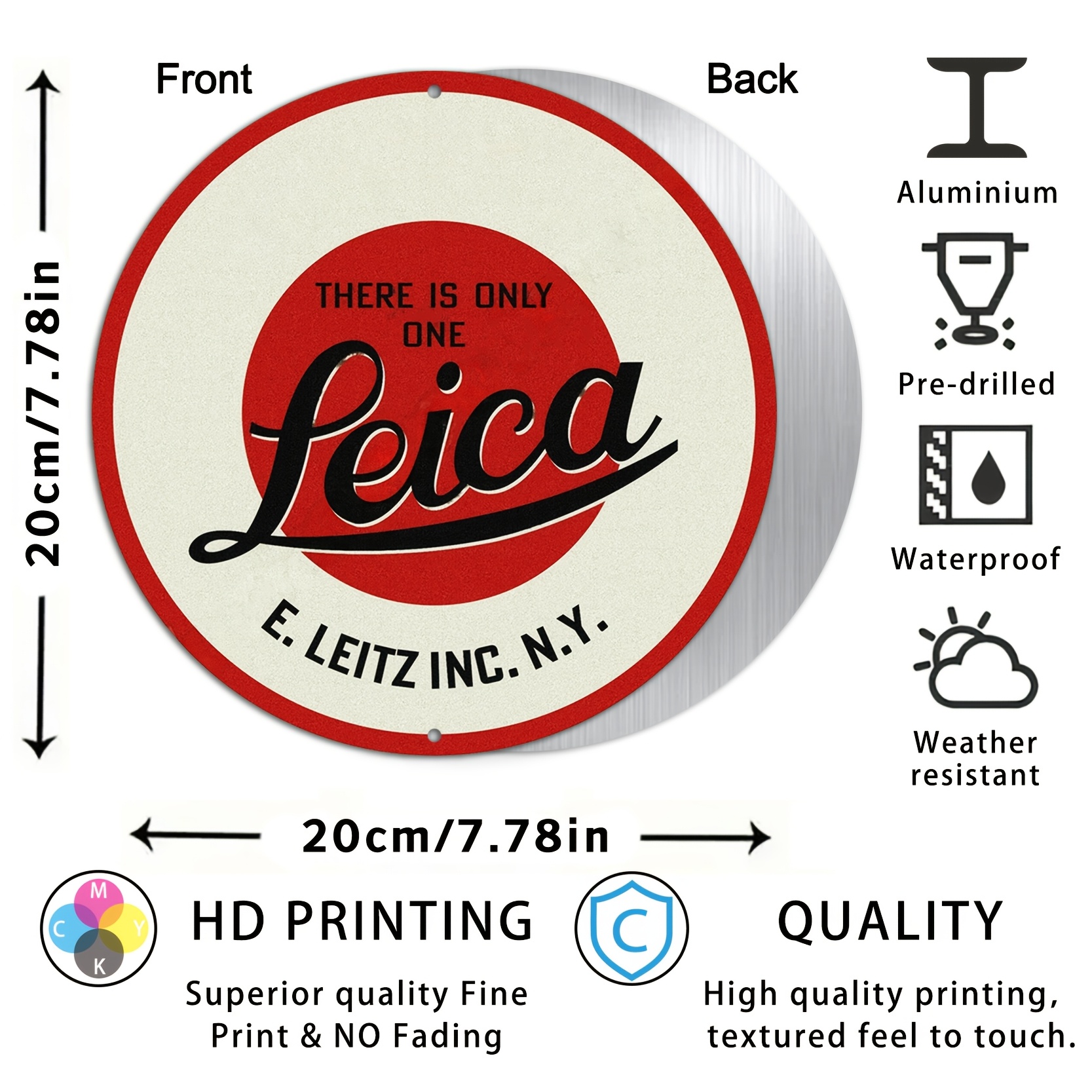 1pc classic camera theme aluminum round sign 8x8 Temu Australia