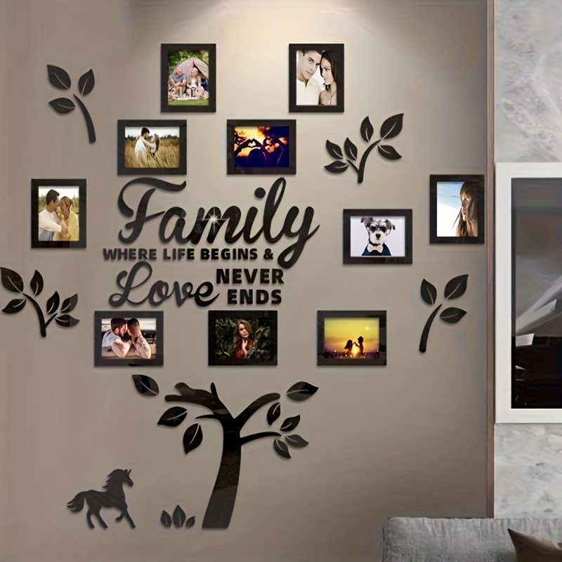 Image of 2d Acrylic Photo Frame Wall Decorations With Hanging Chart Templates, Suitable For Home Decor, Family Trees, Weddings, New Year's, Christmas, , Anniversaries, For , Love Never Stops
