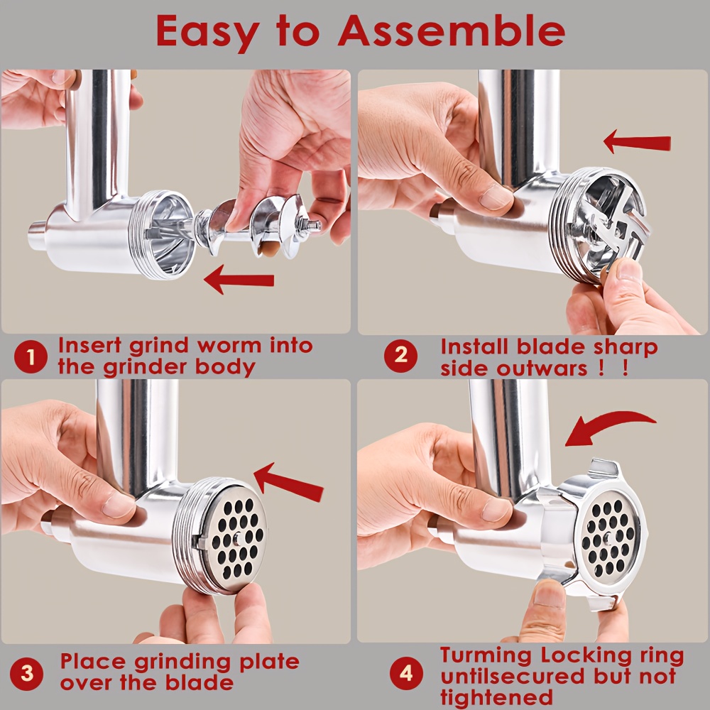 compatible for stand mixers meat grinder attachment with 4 grinding plates 2 sausage stuffer tubes heavy duty stainless compatible with ka mixers attachment only ideal for small business Product details 7