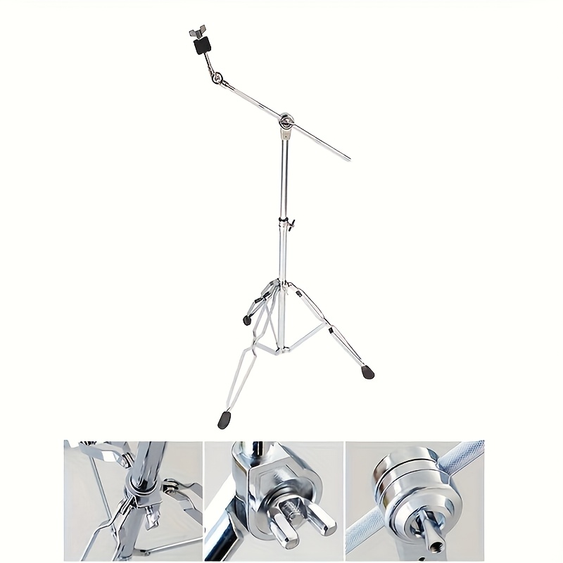 TEMU Heavy Duty Convertible Boom Cymbal Stand, Double Braced Straight And Boom Drum Hardware For 14" Cymbals, 22mm Base Pipe Adjustable Percussion