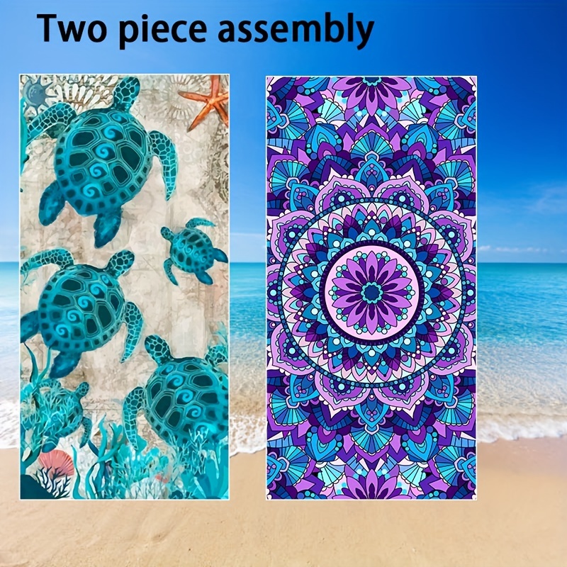 

Vibrant, Two-piece Set (five +purple) Microfiber Beach Towel With Mandala Pattern - Soft, Absorbent, And Quick-drying - Swimming, Camping, And Bathing