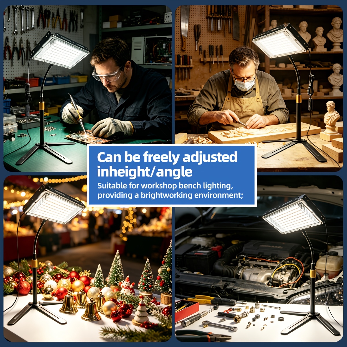 Flexible USB Work Lights with Telescopic Rod and Adjustable Angle