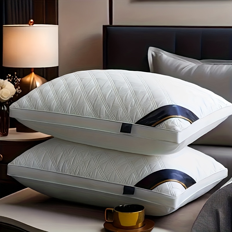 TEMU Set Of 2 Premium Sleep Pillows For Neck Support | Soft, Comfortable & Washable | Ideal For Home, Bedroom, And Hotel Use | Perfect Gift For And