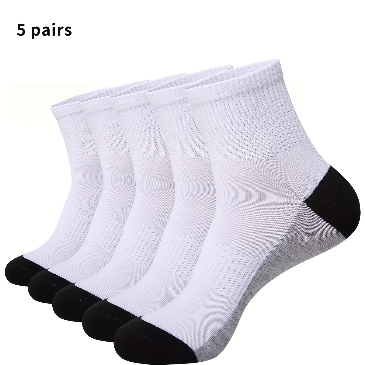 E-shop 5 Paar Herren Viertel-Schaft Sport-Socken in Übergröße, dünn atmungsaktiv, vielseitige Crew-Socken in 3 Größen, geeignet für , Arbeit, Freizeit,