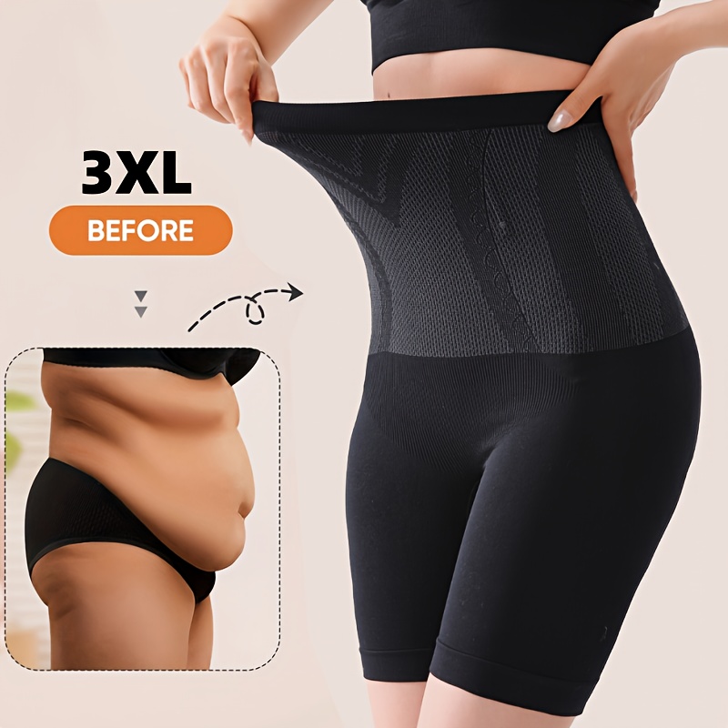 Image of 1xl-4xl Women's High-waisted Seamless Shapewear Shorts - Tummy Control & Lifting Postpartum Recovery Gym Workout Shorts, 4x4 Inch High Elasticity Slim Fit Invisible Under Gym Shorts