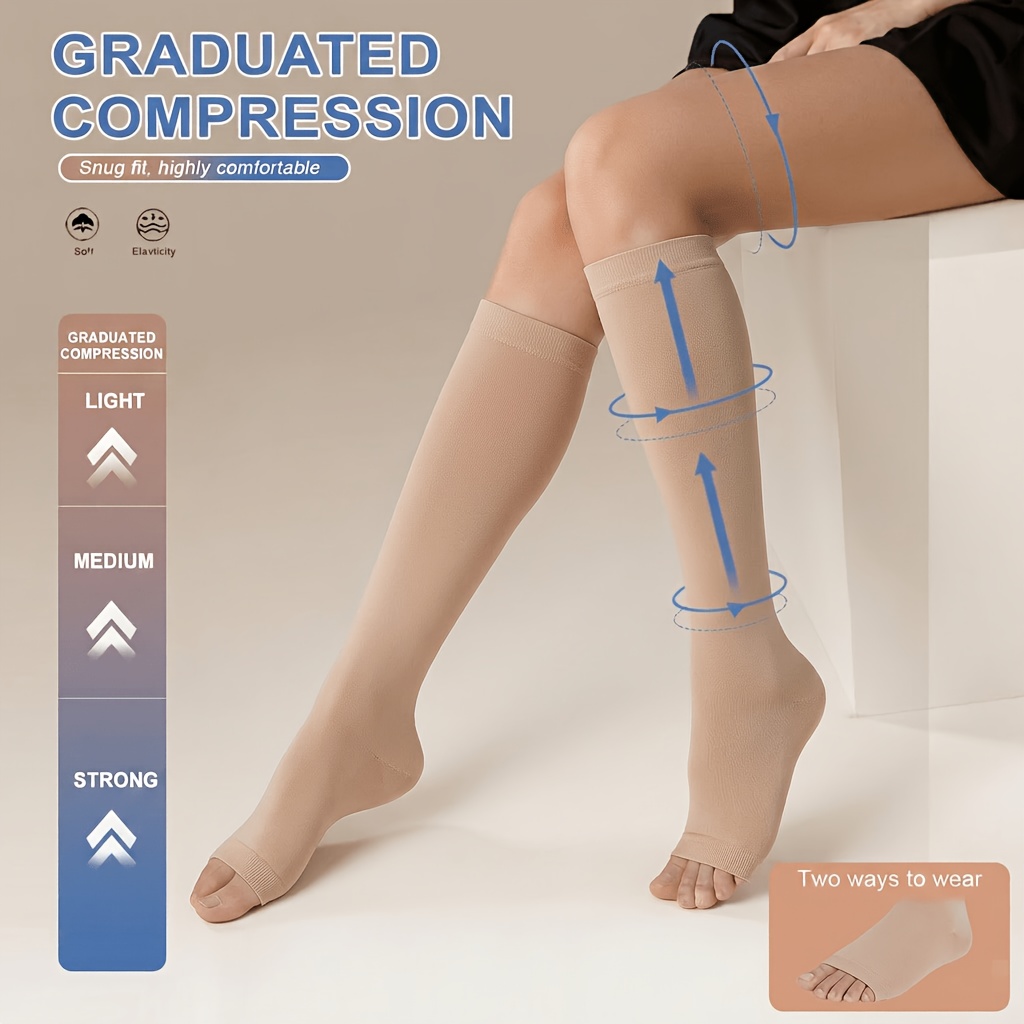 TEMU 1 Pair Elastic Calf Compression Socks, Breathable Moisture-wicking Socks For Leg 's Fashion Athletic Compression Socks