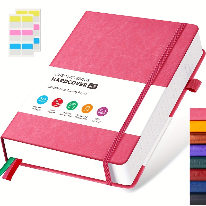 A5 Lined Notebook, Hardcover Journal With 320 Pages, 100 Gsm Thick Paper And Inner Pocket, Faux Leather Cover, Adult Diary, Aesthetic Notepad For School, Office, X 21.5cm