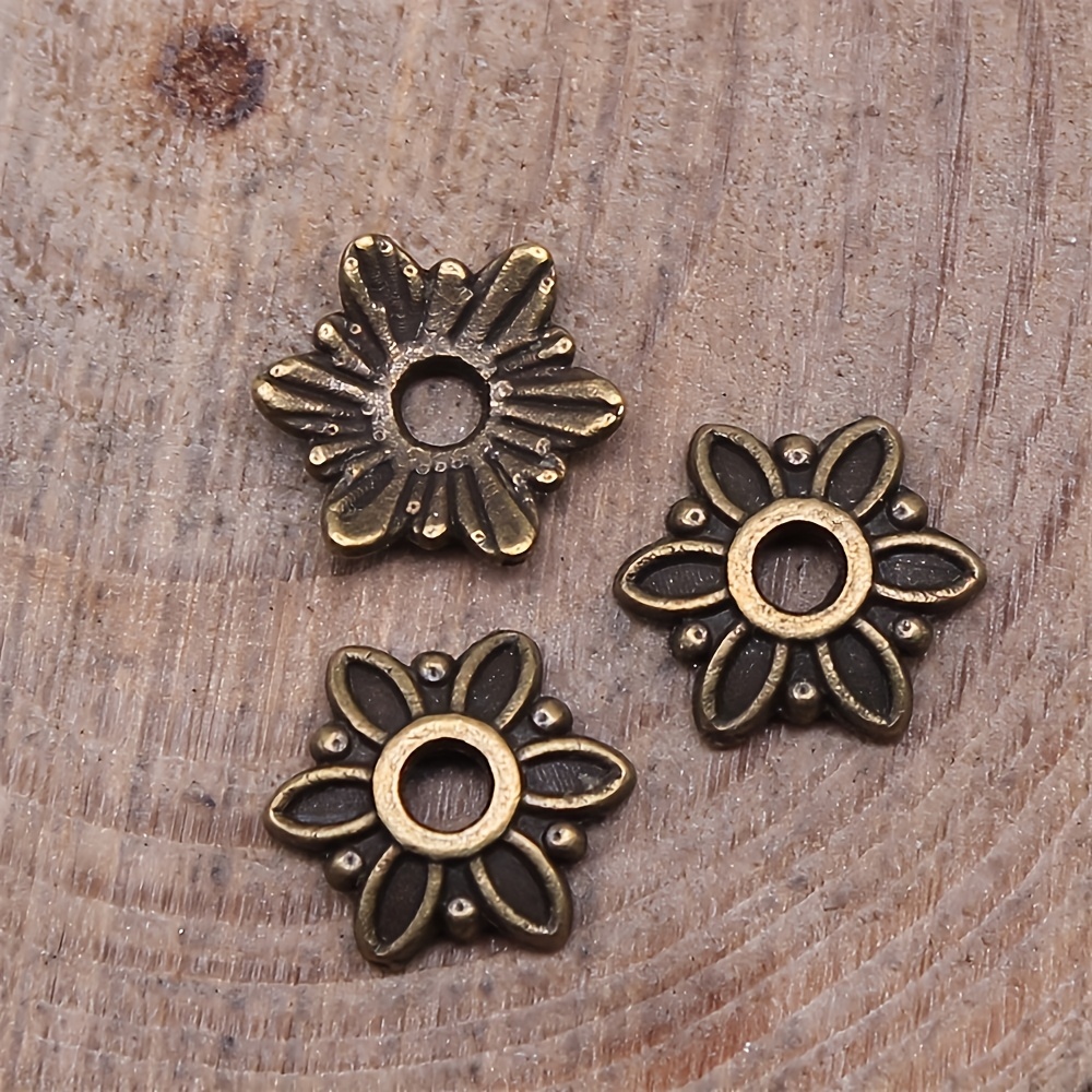 80pcs Filigree Flower Beads, Vintage Flower Caps