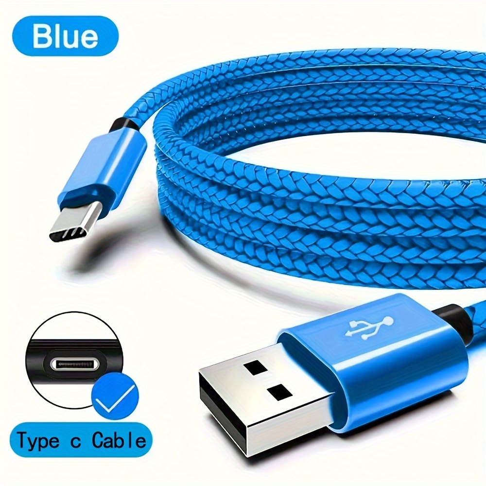 USB C Fast Charging Cable, Durable Nylon Braided, Flat Shape, Male to Male, No Battery, USB A to Type C Charger Cord for iPhone 15 Series/iPad Pro/Air5/MacBook/Samsung S22/S21/S20, 60W, ?36V Compatible