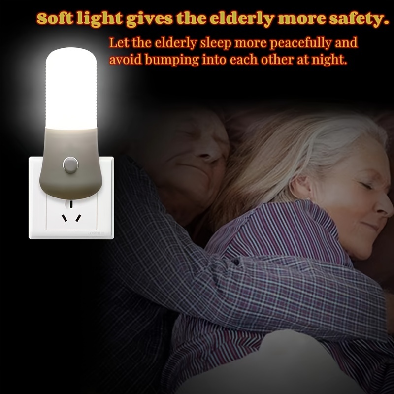 

Energy-saving Led Night Light With Switch - Soft, Smart Bedside Lamp For Home & Halloween Decor, White