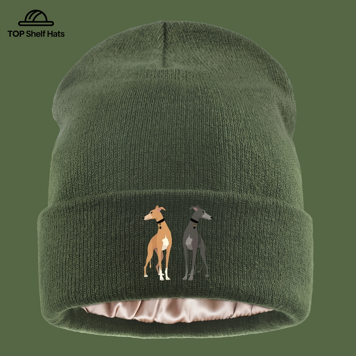 TEMU 1pc Trendy Whippet Dog Brimless Lined Hat, Lightweight Trucker Vintage Casual Hat, Outdoor Casual Warm Wear Apparel Accessory, Unisex Elastic