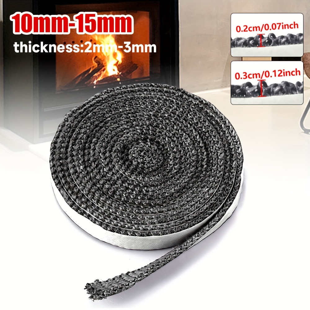 

2/ Black Fiberglass Fireplace Door Sealant Tape - Self-adhesive, Heat Resistant Gasket For Log Burner Stove Rope Replacement, Stove Door Sealing | Selfadhesive Sealant | Heat Resistant Rope