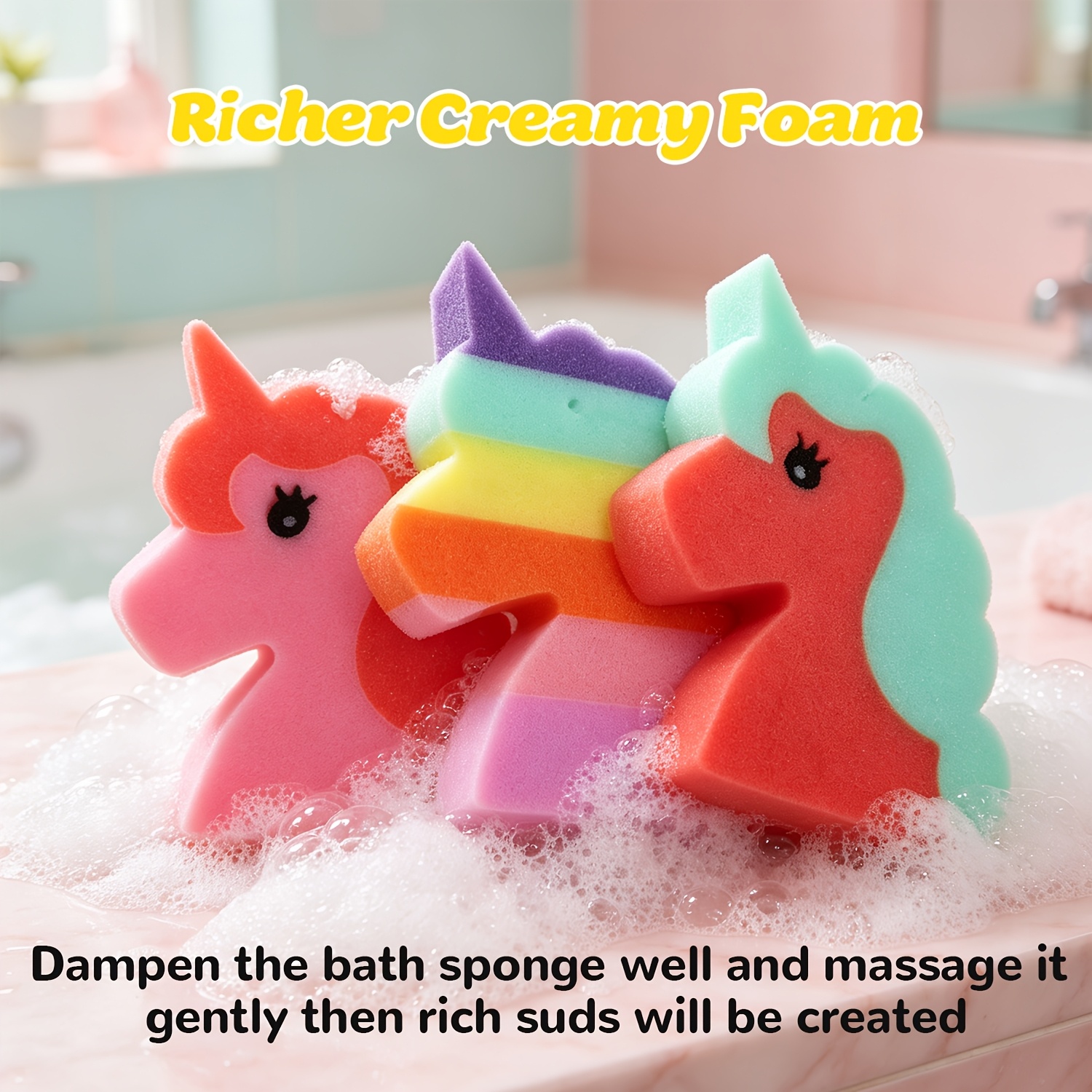 3pcs Cartoon Bath Sponges for Gentle Body Scrubbing