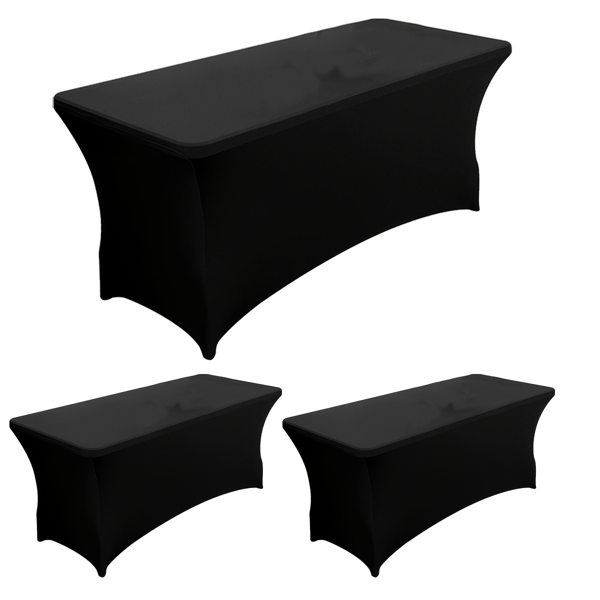 TEMU 3pcs Rectangular Elastic Tablecloth, 4/6/8ft Table Cover, Suitable For Parties, Dances, Birthdays, Banquets, Halloween, And Christmas