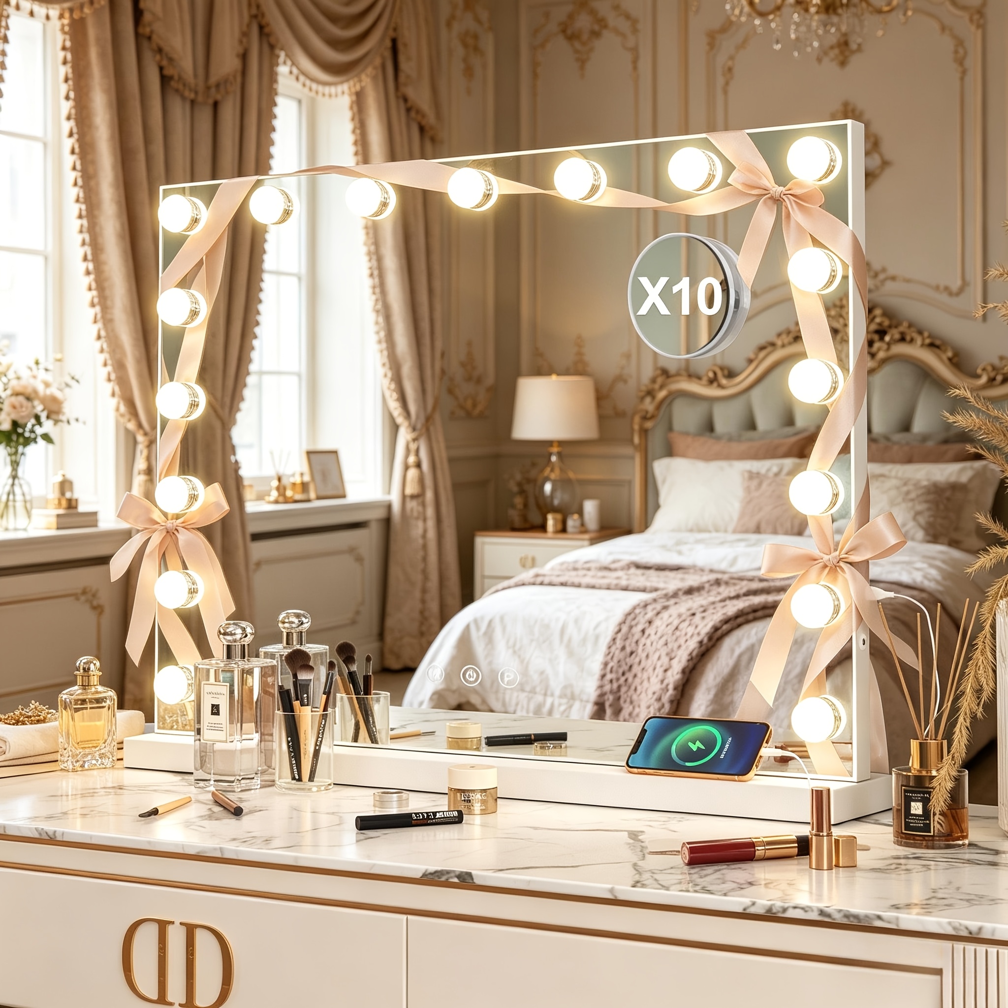 70 Cm Makeup Mirror With Lights Led Vanity Mirror Wall Mount/tabletop