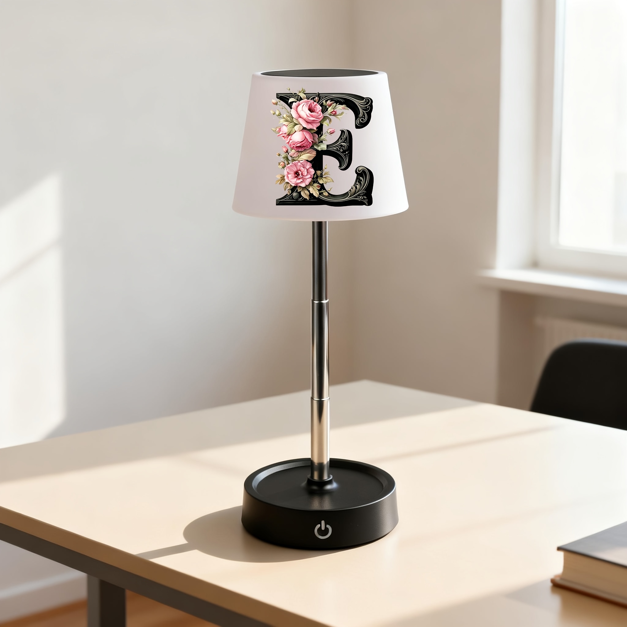 Adjustable Height Floral Monogram Desk Lamp
