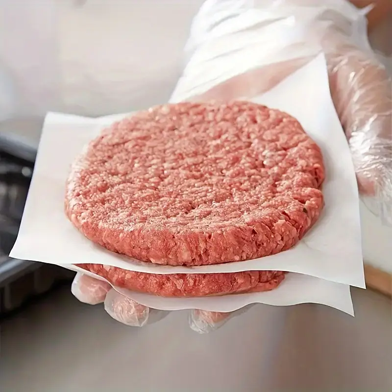 100 pack non stick waterproof oilproof butcher paper squares grade for burger patty separating baking bbq cake freezing candy wrapping holiday use versatile kitchen essentials cake wrapping nonstick surface material hamburger Product details 7