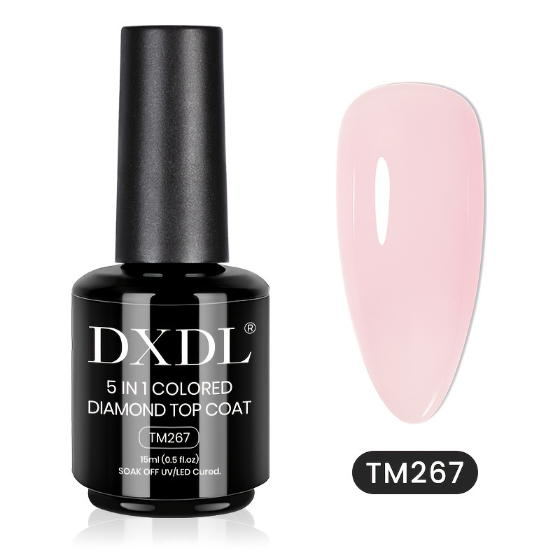 Dxdl 15ml 5in Coat Colored Gel Nail Polish, Clear Nude Pink Gel For Nails, Multi Functional Rhinestone Gel, Chrome , Ombre Nail Gel Base Soak Off Led Long Lasting For Diy