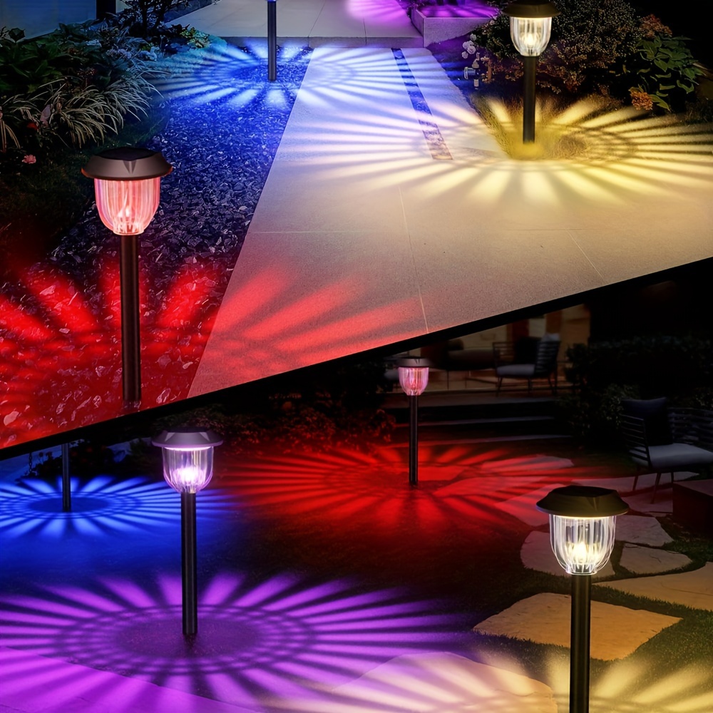 

2pc/4pc Rgb Outdoor Solar Lights For Garden Landscape Patio Pathway Parties Christmas Decoration