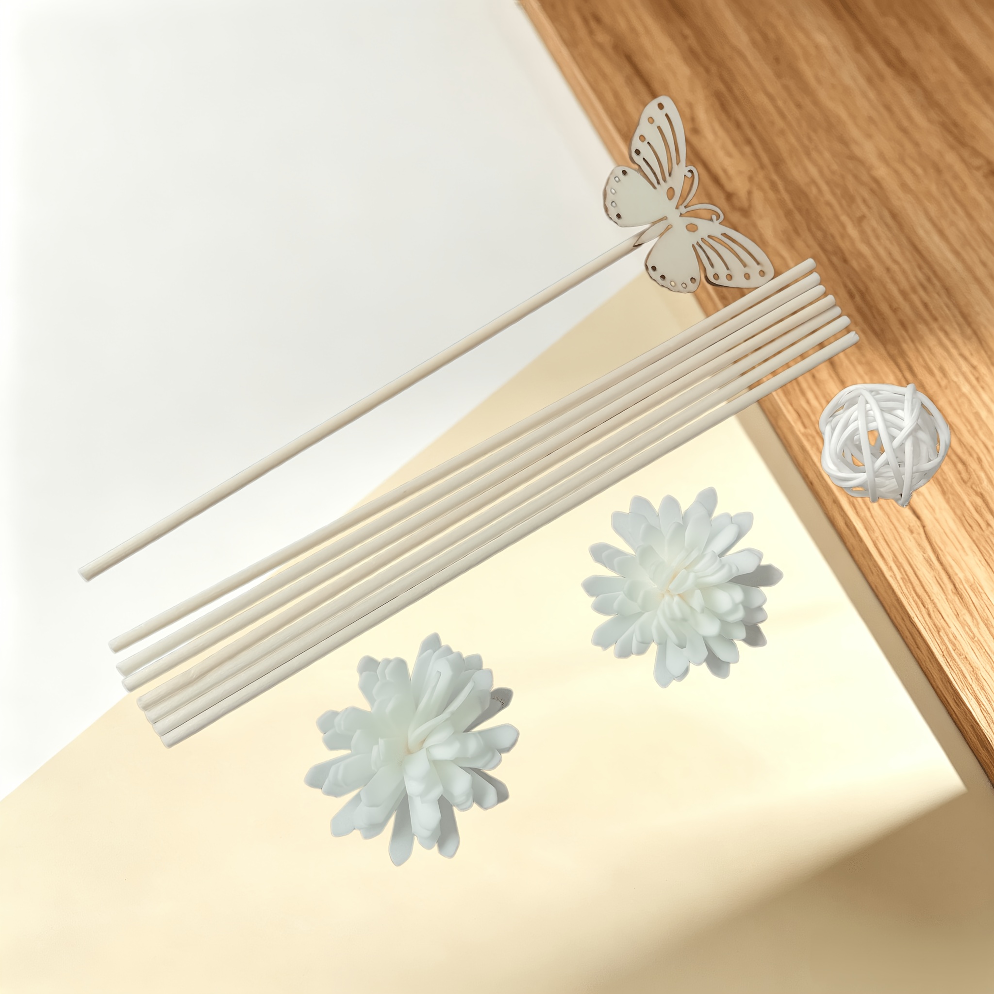 TEMU Set de Barras Difusoras de Frangipani Flameless con Decoración, Ideal para Decoración del Hogar, Hoteles, Escritorios y Regalos (Botella No