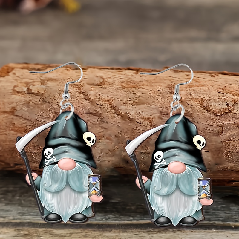 chic wooden halloween earrings punk style faceless Temu United