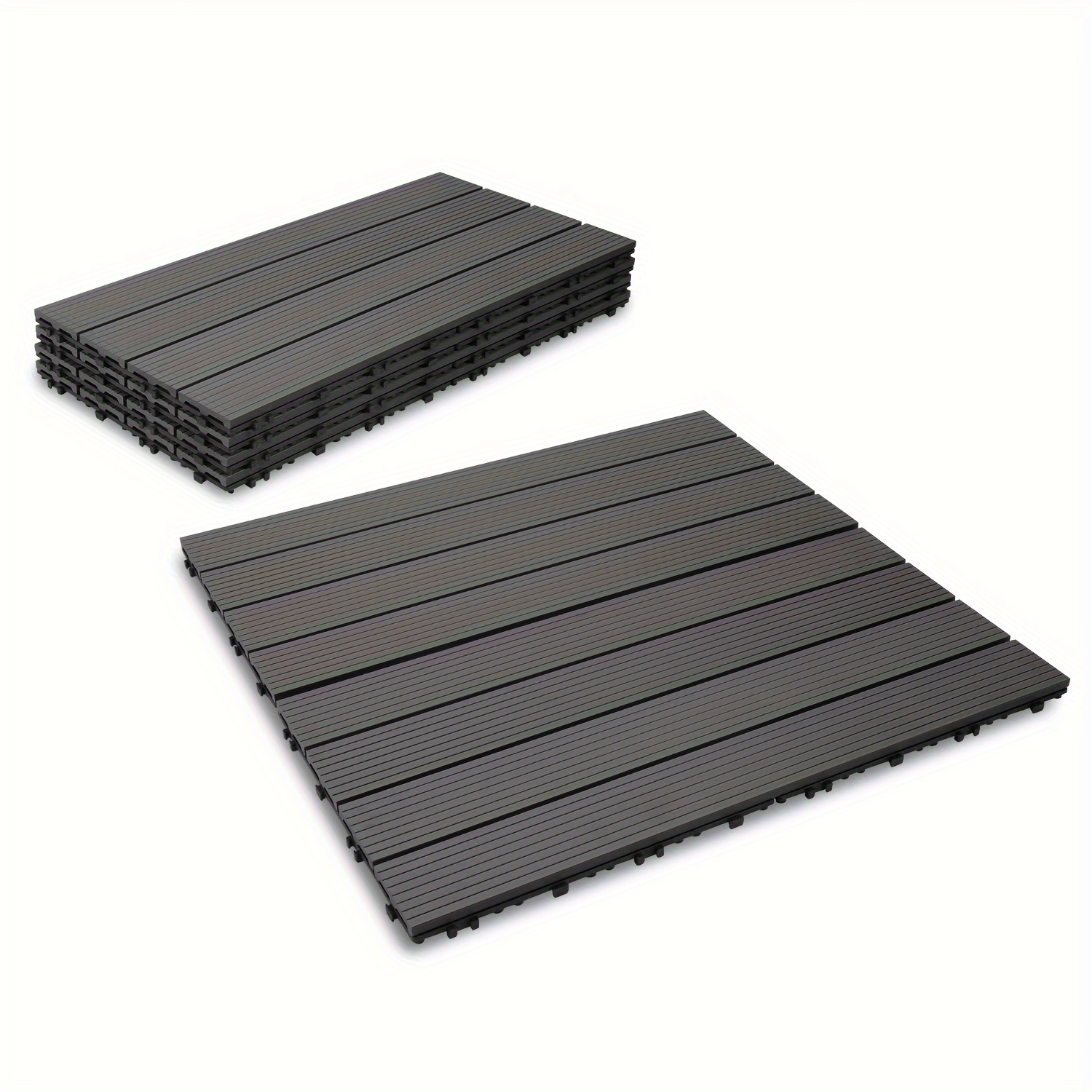 Image of Wpc Patio Tiles Covers 1-5 M2 Click Tiles 2 Colors : /brown 60x30cm Per Tile Floor Tiles Made Of Wpc Decoration For Garden Waterproof Wood-look Patio Uv Resistant