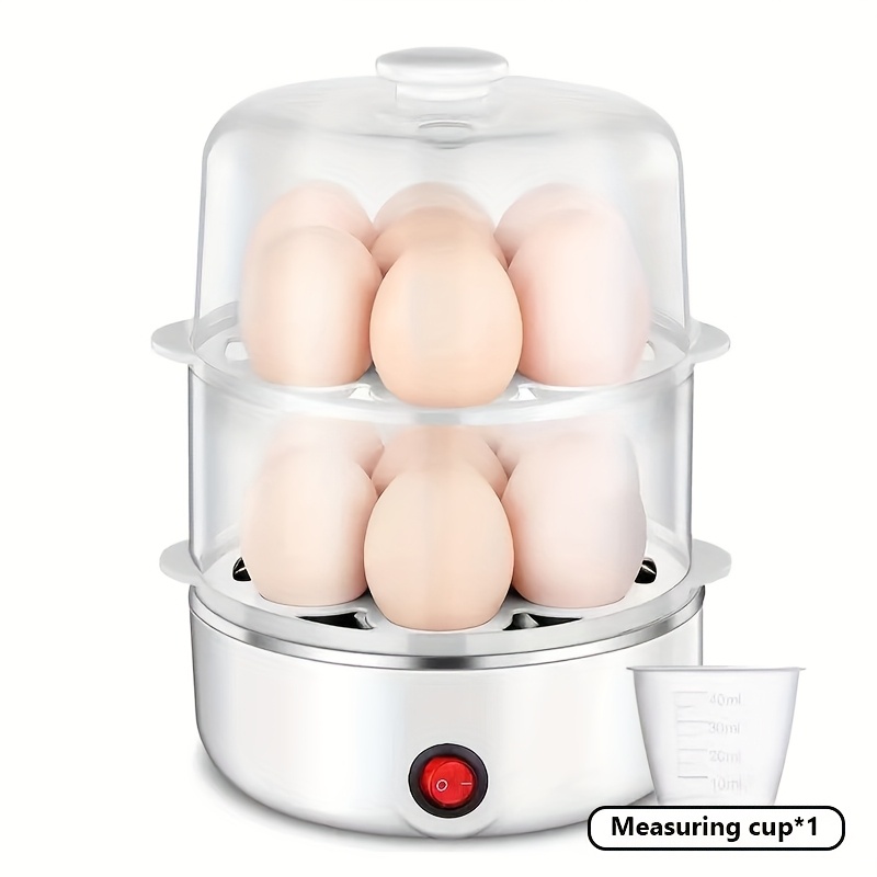 TEMU 1pc Double-layer Electric Egg Cooker And Steamer - Rapid Heating, Multiple Eggs, Healthy Oil-free Frying, Automatic And Dry-burn Protection, One-button Start, And Clean, Kitchen Beginners Can