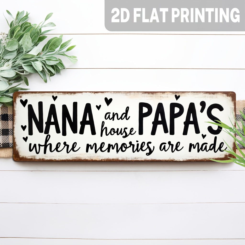TEMU 2d Flat, 2d Vintage Wooden Plaque, " And Papa's Home, ," Wall Decor, Suitable For Living Room, Kitchen, Bedroom, , Entryway, Decorative Plaque,