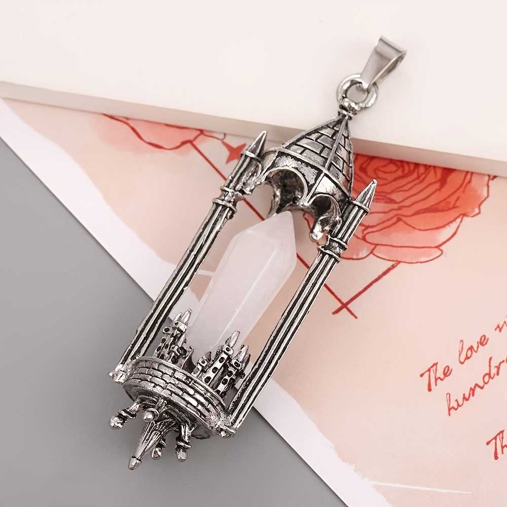 Retro Castle Natural Crystal Pendant, Gothic Style Gift