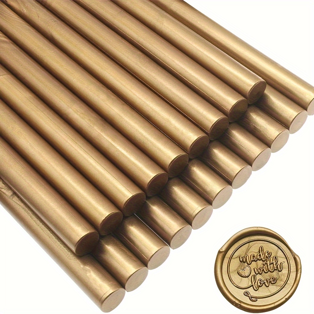 

20-pack Round Wax Seal Sticks - Premium Antique Golden Sealing Wax For Invitations, Greeting Cards, Envelopes, And Gift Wrapping, Compatible With Standard 0.44 Inch Glue