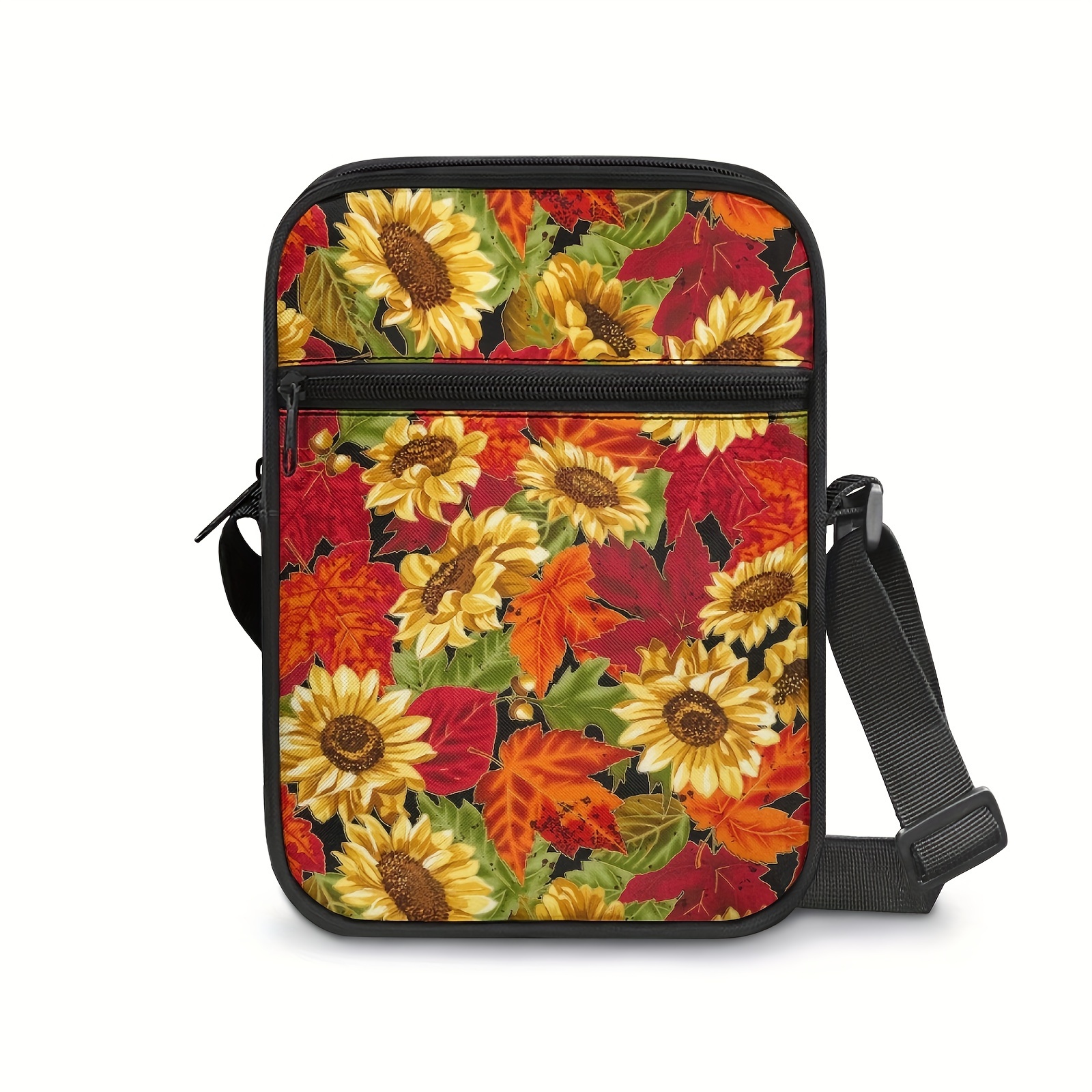 1pc Elegant Autumn Maple Leaf Crossbody Bag Coin Purse Adjustable  Strap, Golden/Brown/Red/White/Tan Messenger Bag with Zipper Closure,  Machine