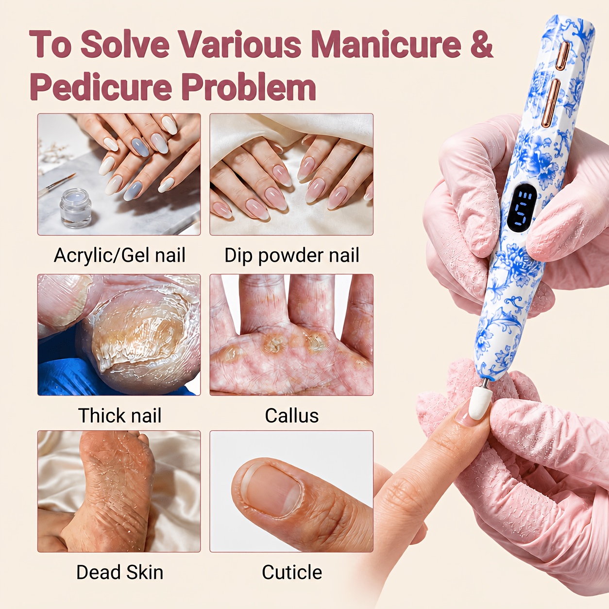Professional Electric Nail Polish Remover & Polisher, USB Powered