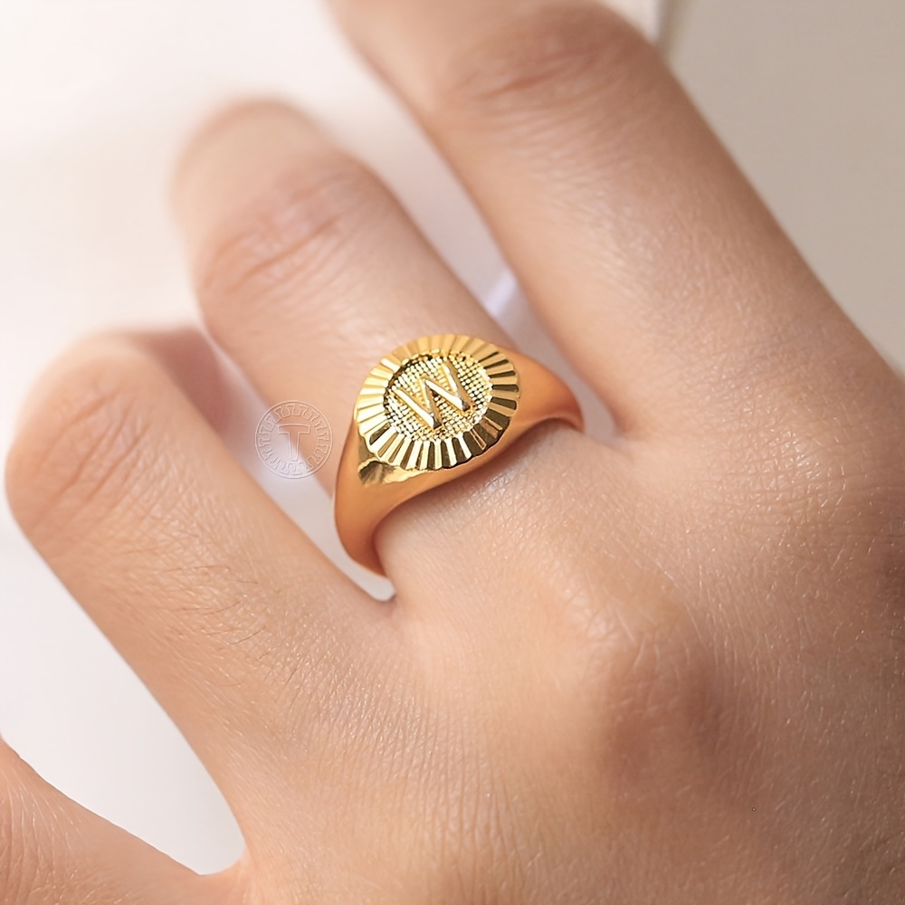 Anillos A-Z para mujeres y niñas, anillo de sello con dorado, letra del  alfabeto, anillo para nudillos, joyería de regalo