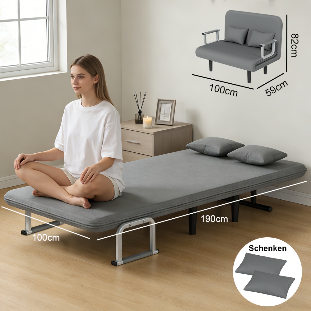 Image of Folding Sofa Bed, Convertible Into A Double Bed - Multi- Bed With Space- Design, Adjustable Angle, Suitable For Small Apartments, Living Rooms, Offices And Bedrooms - Single/, Apartment Furniture.