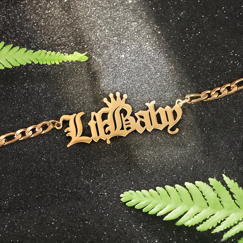 Custom Crown Name Necklace, 18K Gold Plated