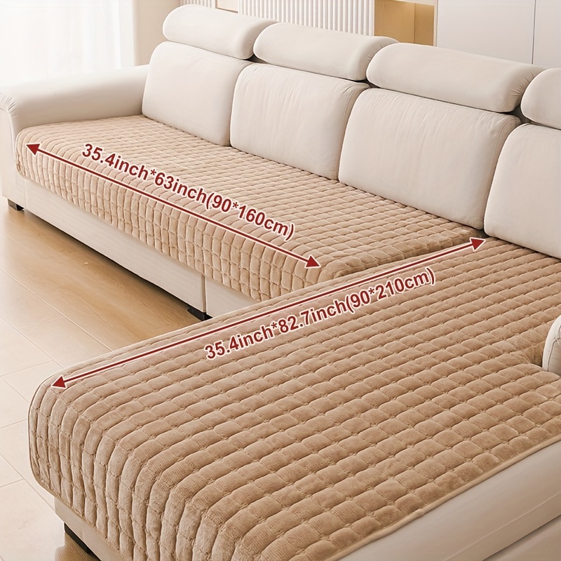 TEMU 2pcs Elegant Quilted Flannel Sofa Covers - Durable Pet-friendly Furniture Protectors, Machine Washable Couch Covers For 2/3/4-seater & Sectional
