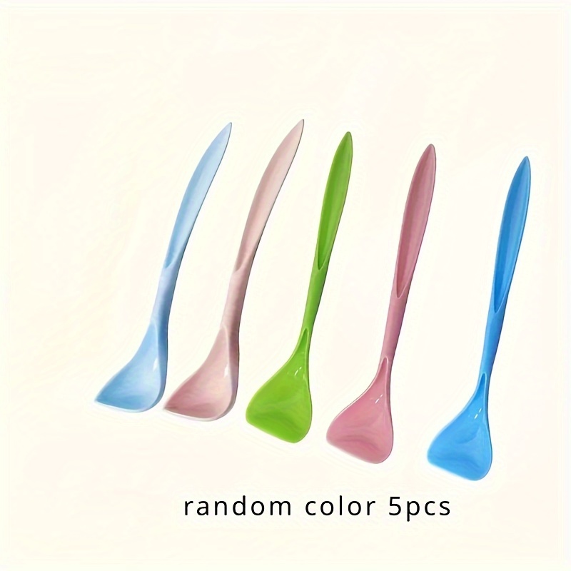 5 Pack Random Colors Plastic Pet Food Spoons - Durable Cat Feeding Scoops, Assorted Colors, Pet Care Supplies