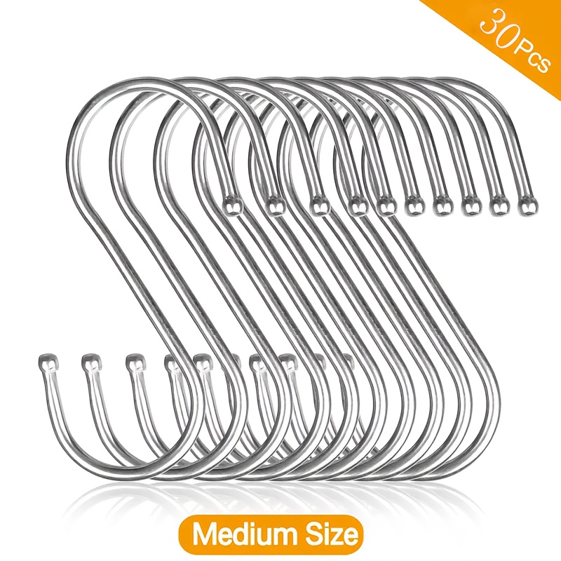 TEMU 30pcs Heavy Duty Extra Large Stainless Steel Hooks - Commercial/residential Use, Rust-proof Curved Design With Secure Hanging Loops - Ideal For