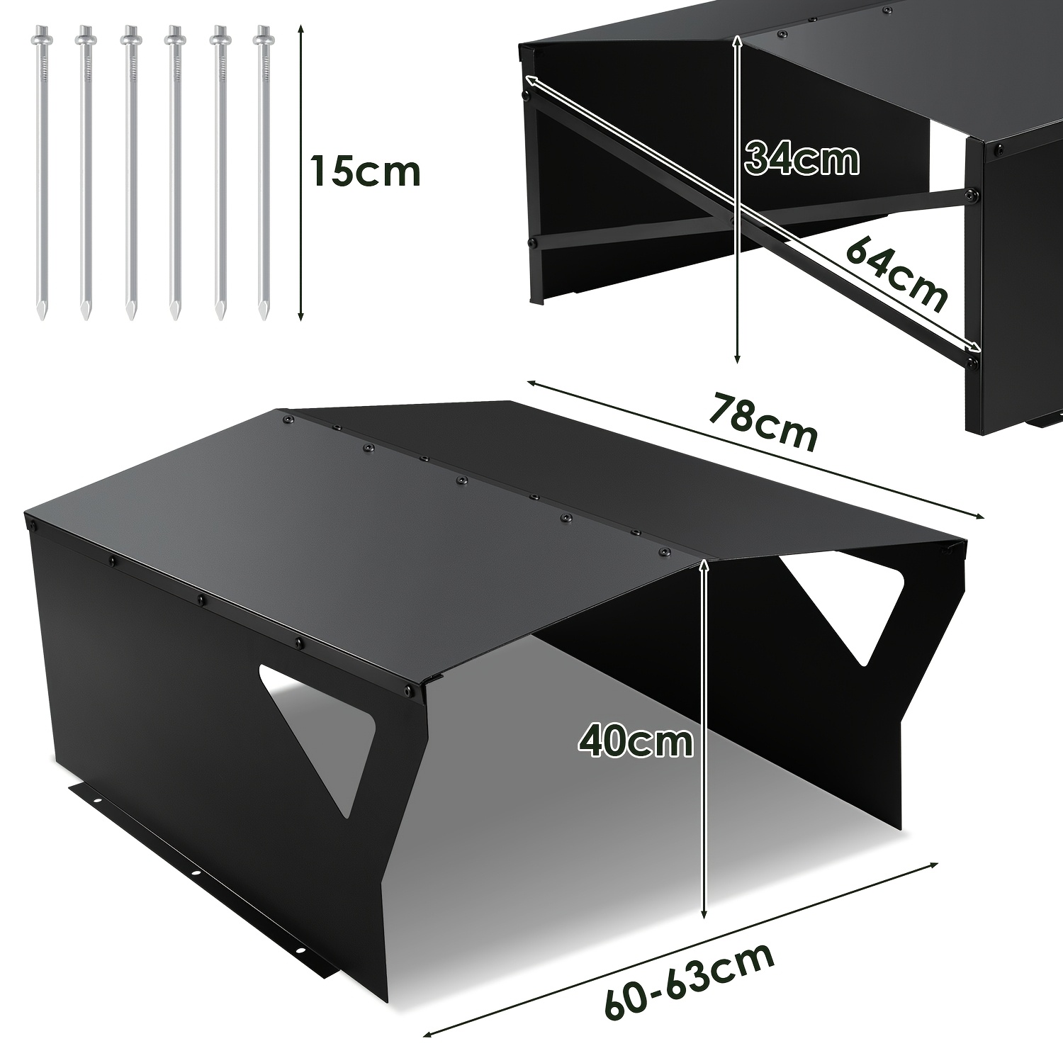 Image of Galvanized Lawnmower Robot Garage | 78x60x34cm/black/including Ground Anchor | Uv And Weather Resistant, X-shaped Support Resists Strong , 20-minute Quick Assembly, Garden Essential