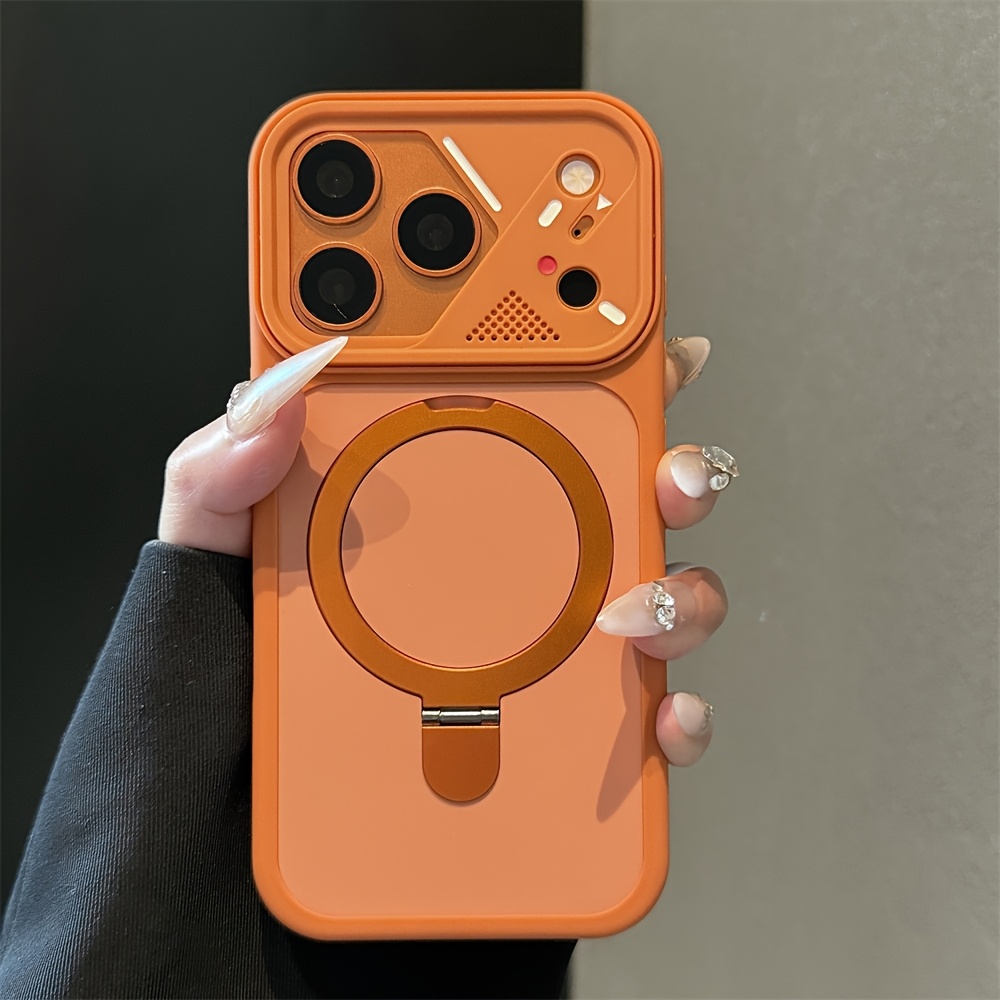 TEMU Phone Case - 1pc Luxury Camera Protection Matte Ring Holder Magnetic Phone Case For Iphone 18 Pro Max 17 Pro Max Air 16 15 14 13 12 11 Pro Back