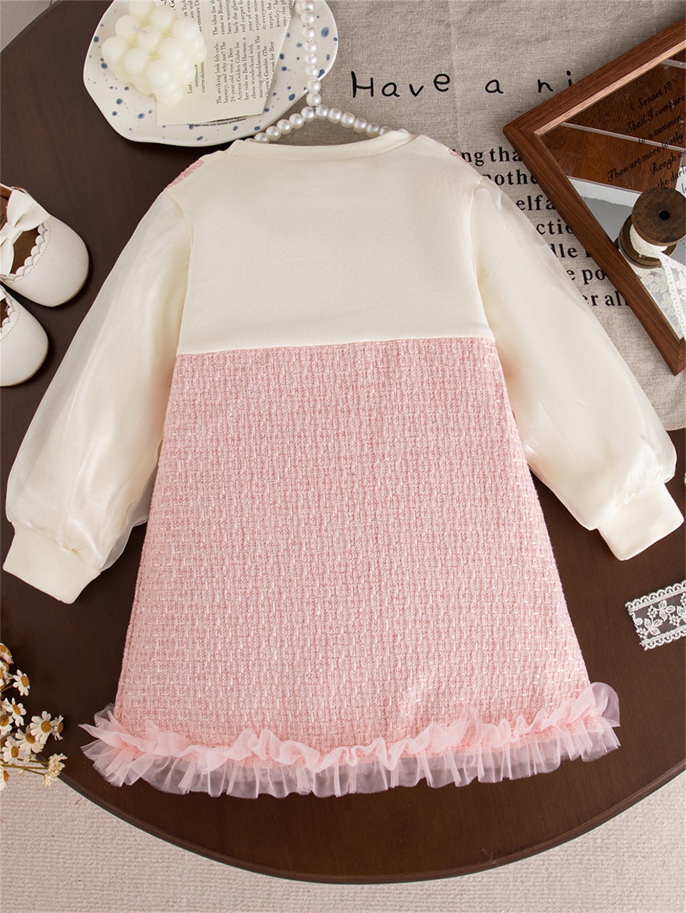 New Long-Sleeve Pink Dress for Baby Girls, Designed for Autumn And Winter,  Featuring a Sweet Bow And * Little Girls' Fall Outfits, Wedding * Attire,  And Baby Dresses