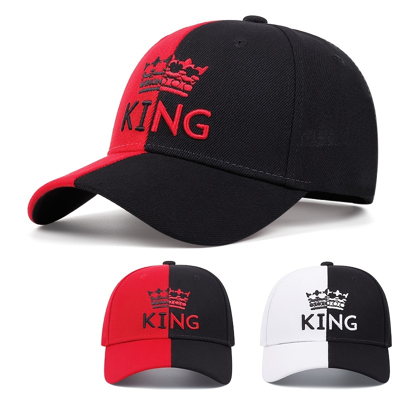 

King Crown Embroidered Baseball Cap - Men's Fashionable Snapback With Pre-curved Bill