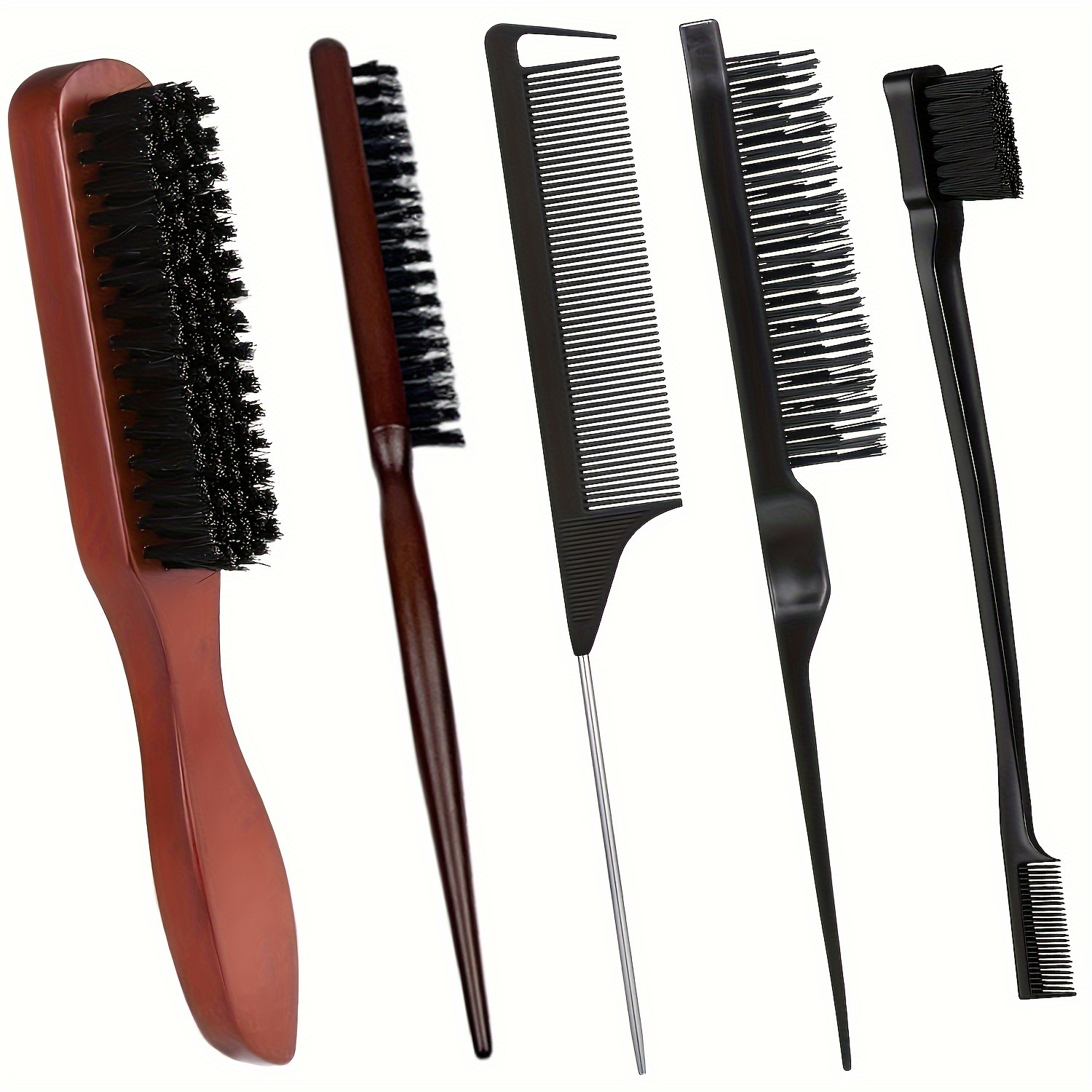 

5- And Comb Set - Brushes For Detangling, Teasing, And Smoothing - Suitable For Men And Women - Detangler Comb Abs Plastic