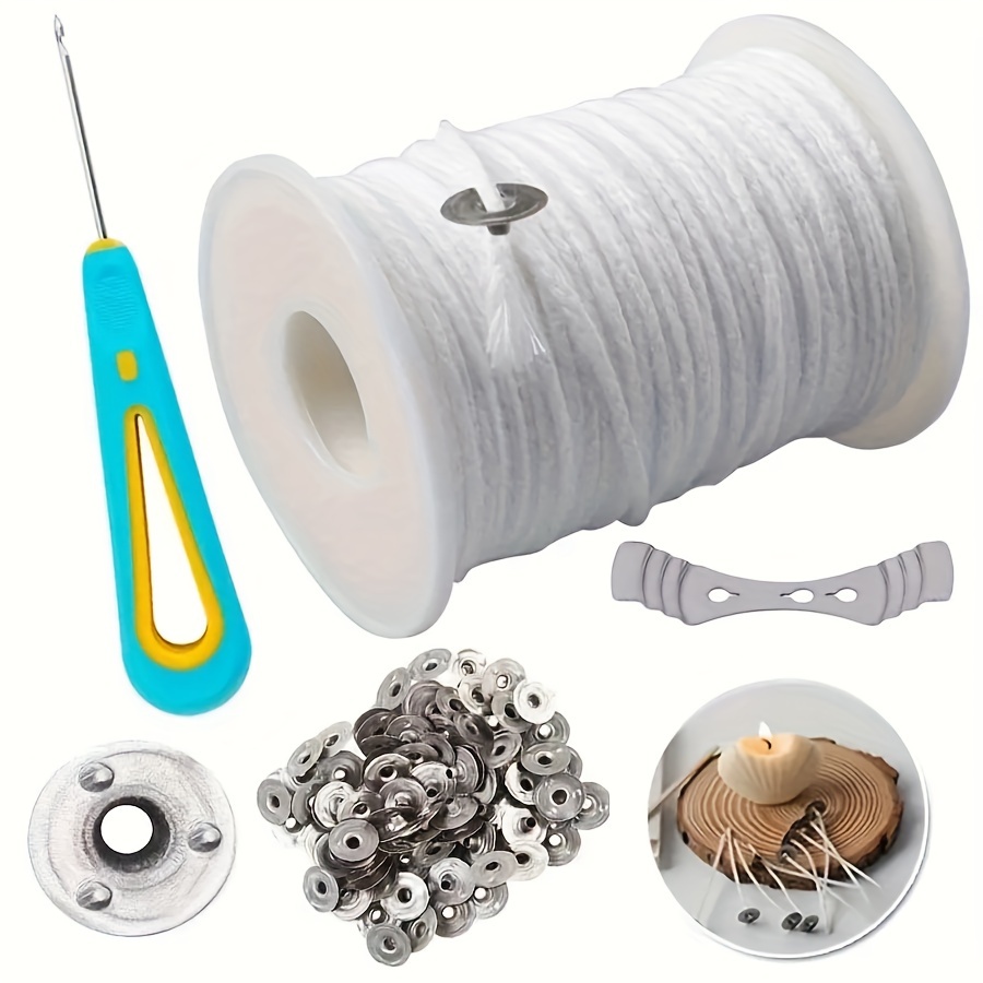 

Kit de Fabrication de Bougies DIY - Mèches Cylindriques d'Aromathérapie de 2401.57" avec Support, Fournitures et Outils d'Artisanat