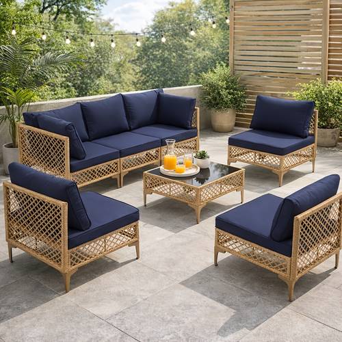 patio furniture sets all weather pe wicker outdoor patio furniture set with thick cushions tempered glass coffee table boho modular rattan sectional conversation sofa set for garden backyard poolside balcony