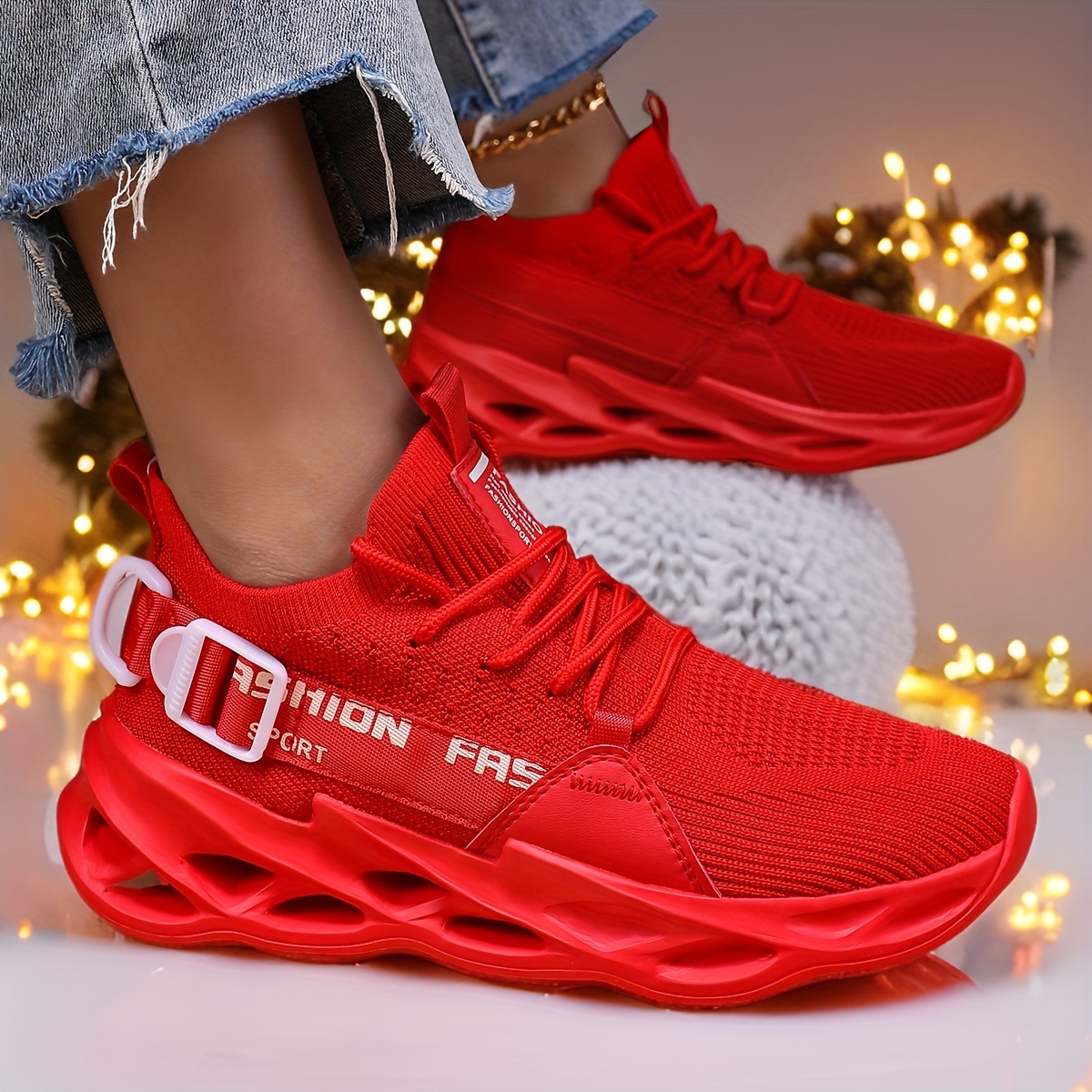 red sneakers for women sold on Temu United States