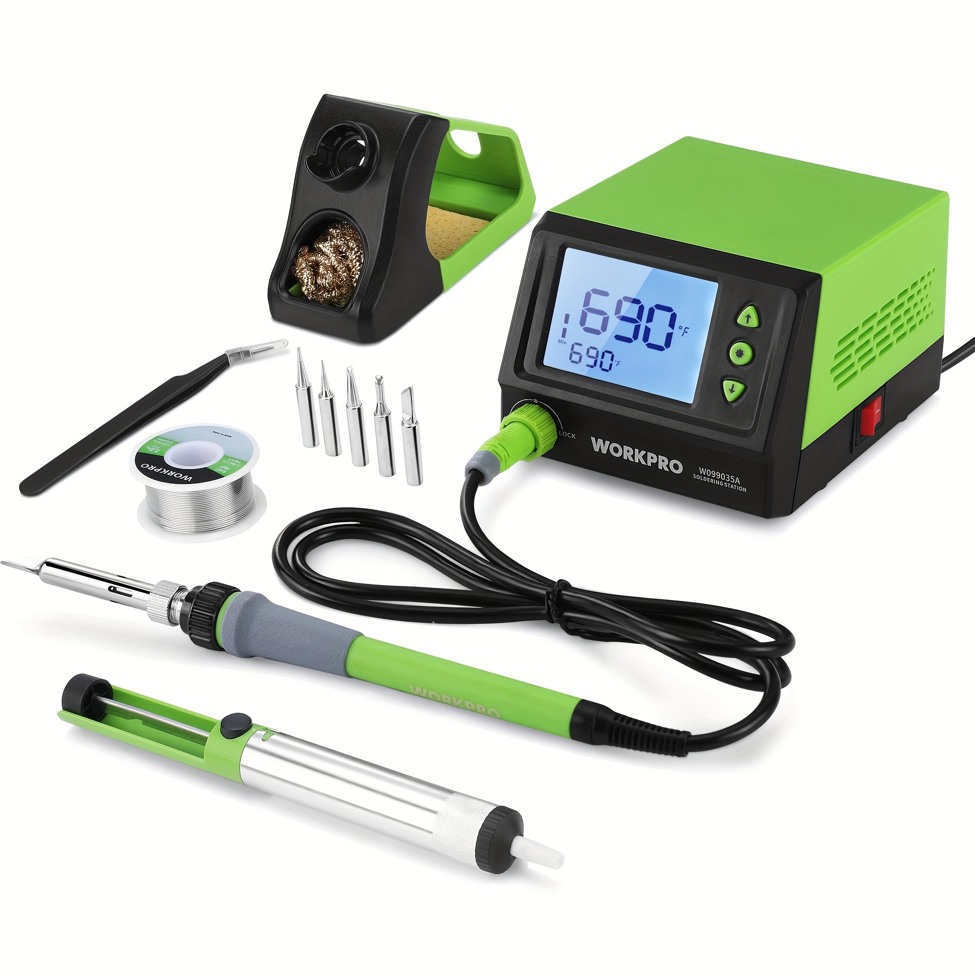 

Workpro 60w Soldering Station Kit With Digital Display - Precision Temperature Control, Includes 5 & Accessories For Diy, Electronics Repair & Jewelry Crafting